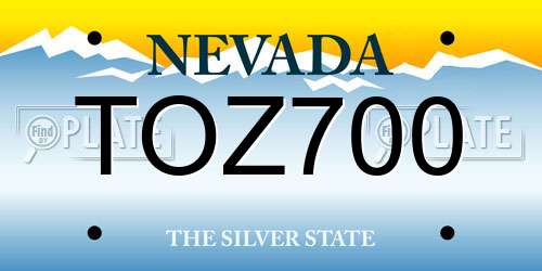 TOZ700 Nevada License Plate