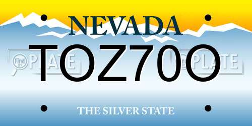 TOZ70O Nevada License Plate