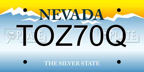 TOZ70Q Nevada License Plate