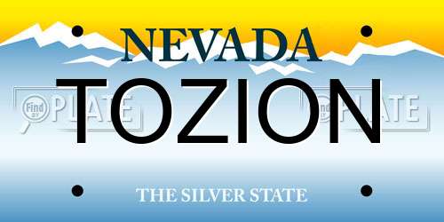 TOZION Nevada License Plate