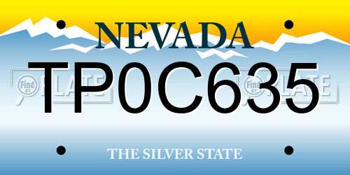 TP0C635 Nevada License Plate