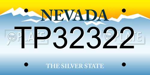 TP32322 Nevada License Plate