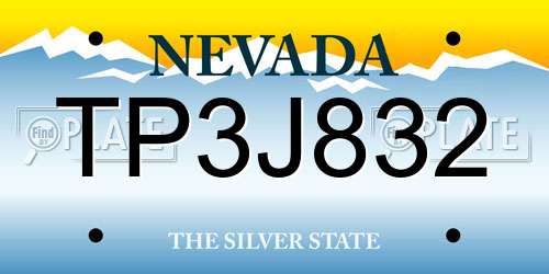 TP3J832 Nevada License Plate