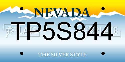TP5S844 Nevada License Plate