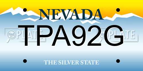 TPA92G Nevada License Plate