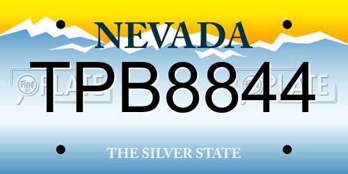TPB8844 Nevada License Plate