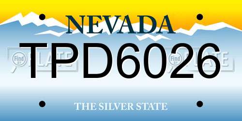 TPD6026 Nevada License Plate