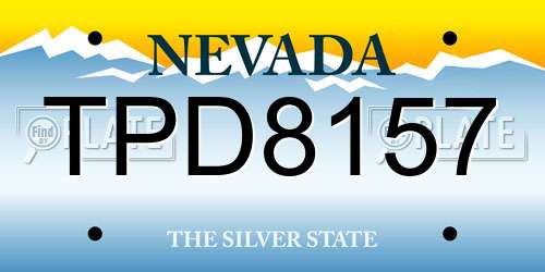 TPD8157 Nevada License Plate