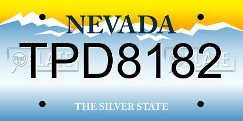 TPD8182 Nevada License Plate