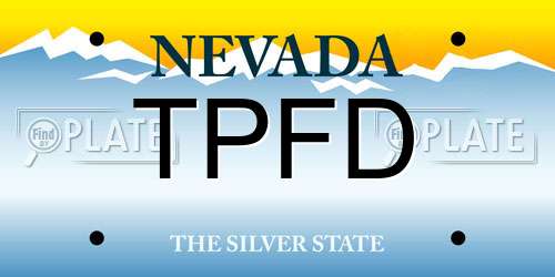 TPFD Nevada License Plate