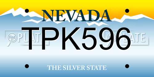 TPK596 Nevada License Plate