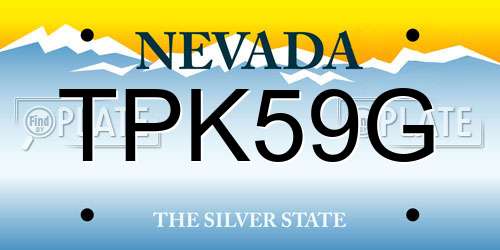 TPK59G Nevada License Plate
