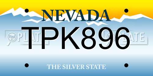TPK896 Nevada License Plate