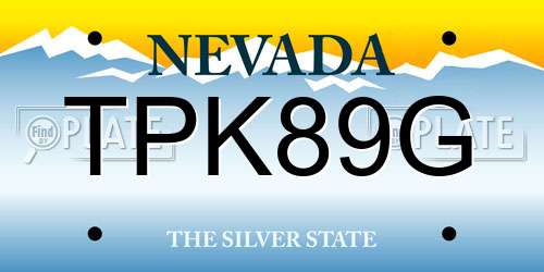 TPK89G Nevada License Plate