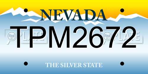 TPM2672 Nevada License Plate