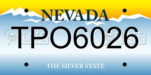 TPO6026 Nevada License Plate