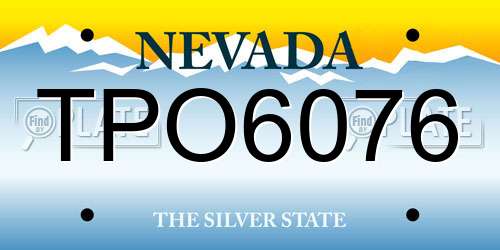 TPO6076 Nevada License Plate