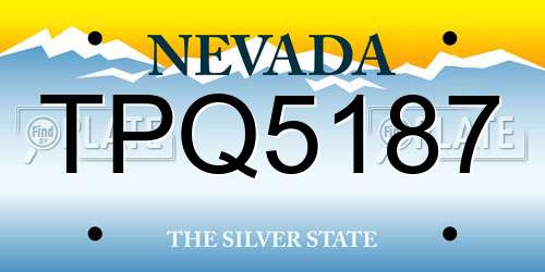 TPQ5187 Nevada License Plate