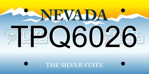 TPQ6026 Nevada License Plate