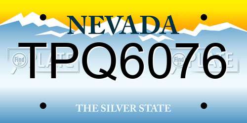 TPQ6076 Nevada License Plate