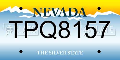 TPQ8157 Nevada License Plate