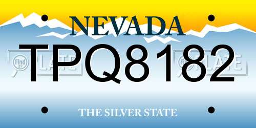TPQ8182 Nevada License Plate