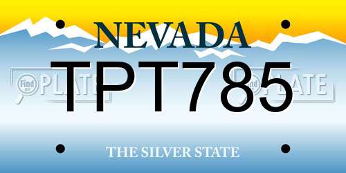 TPT785 Nevada License Plate