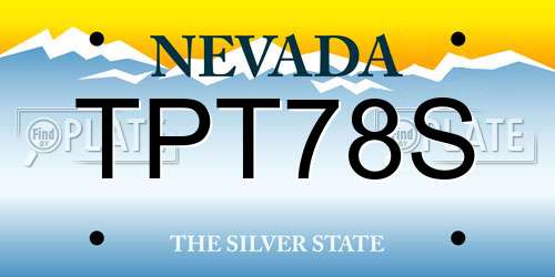TPT78S Nevada License Plate