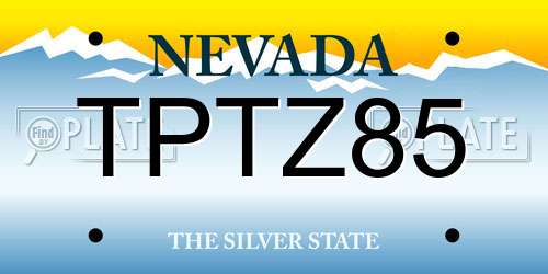 TPTZ85 Nevada License Plate