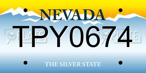 TPY0674 Nevada License Plate