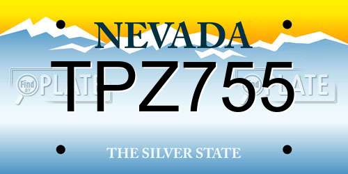 TPZ755 Nevada License Plate