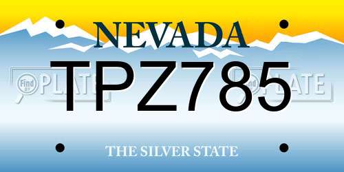 TPZ785 Nevada License Plate