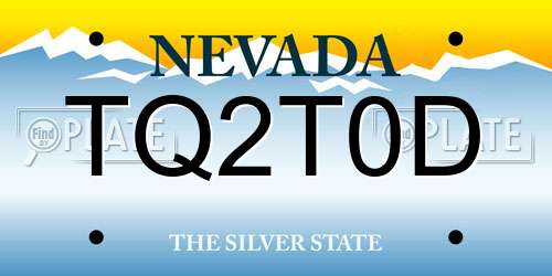 TQ2T0D Nevada License Plate