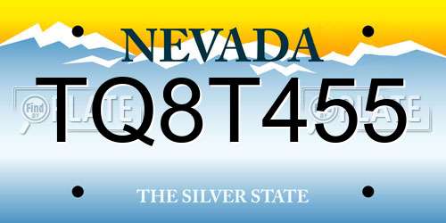 TQ8T455 Nevada License Plate