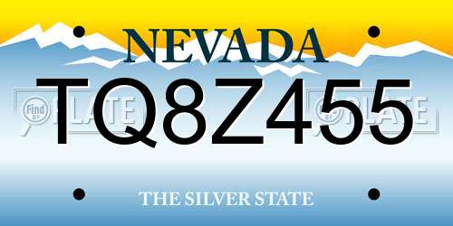 TQ8Z455 Nevada License Plate