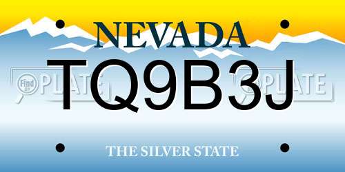 TQ9B3J Nevada License Plate