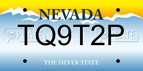 TQ9T2P Nevada License Plate