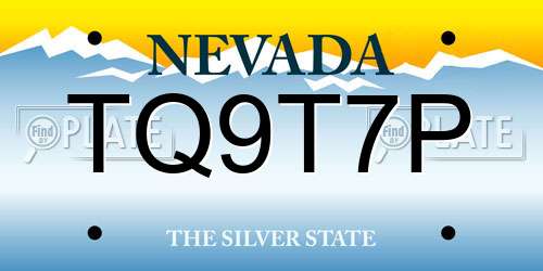 TQ9T7P Nevada License Plate