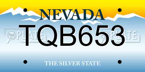 TQB653 Nevada License Plate