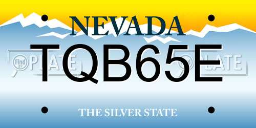 TQB65E Nevada License Plate