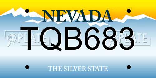 TQB683 Nevada License Plate