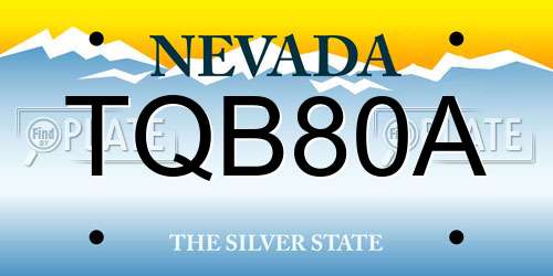TQB80A Nevada License Plate