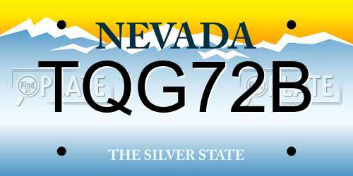TQG72B Nevada License Plate