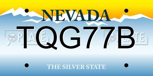 TQG77B Nevada License Plate