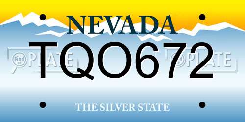 TQO672 Nevada License Plate