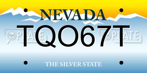 TQO67T Nevada License Plate