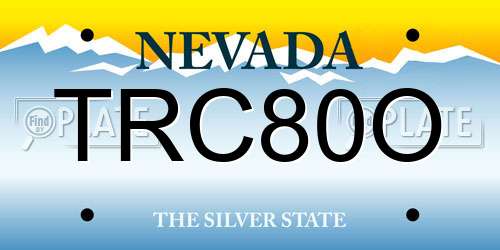 TRC80O Nevada License Plate