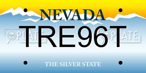 TRE96T Nevada License Plate