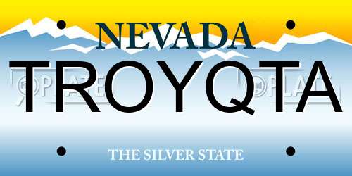 TROYQTA Nevada License Plate