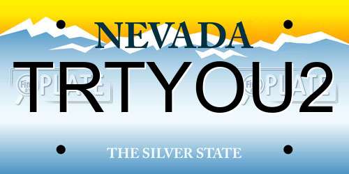 TRTYOU2 Nevada License Plate